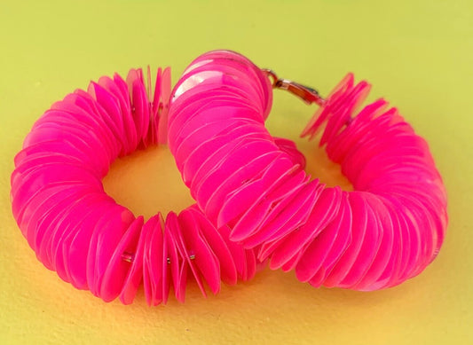 Sparkle and Shine Neon Pink Hoops