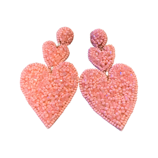 Pink Heart Drop Earrings