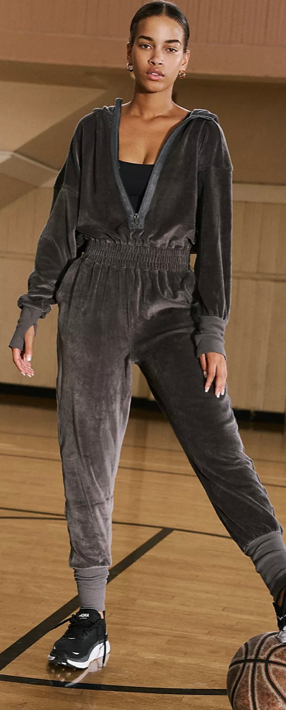 Free People Training Day Velour Jumpsuit