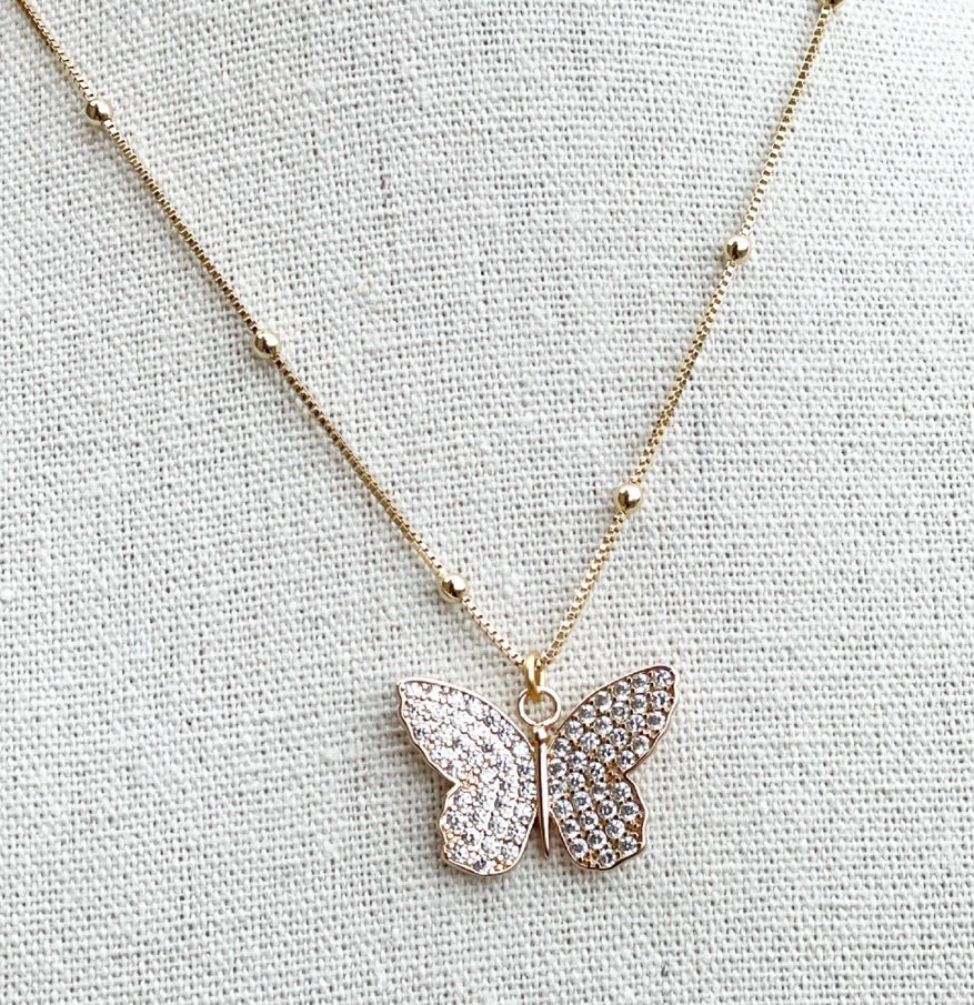 Dainty Gold Filled Butterfly Necklace