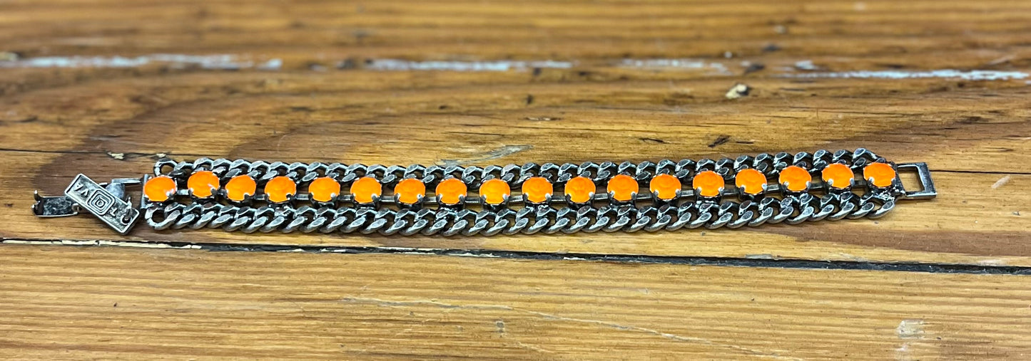 Maeve Bracelet in Antique Silver Electric Orange