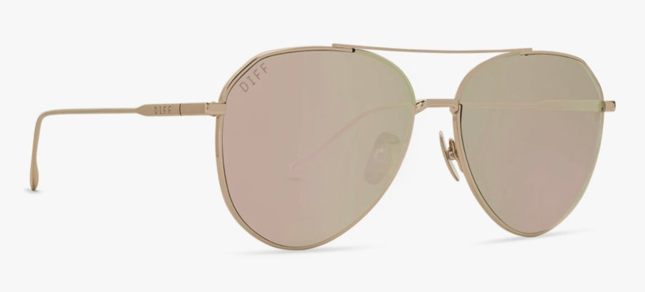 Dash Aviator Sunglasses  Gold & Cherry Blossom Mirror Lenses