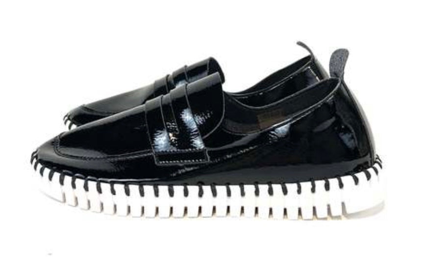 Black Patent Leather Slip On Sneaker
