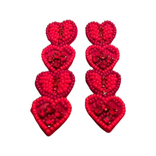 Red Heart Drop Earrings