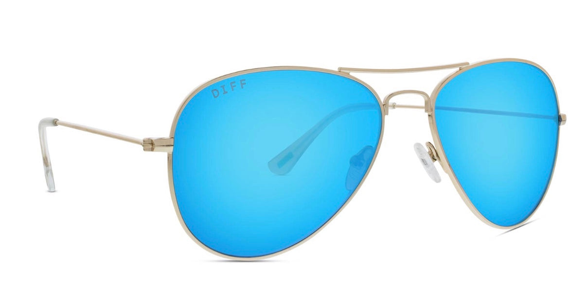 Cruz Gold + Blue Mirror Sunglasses