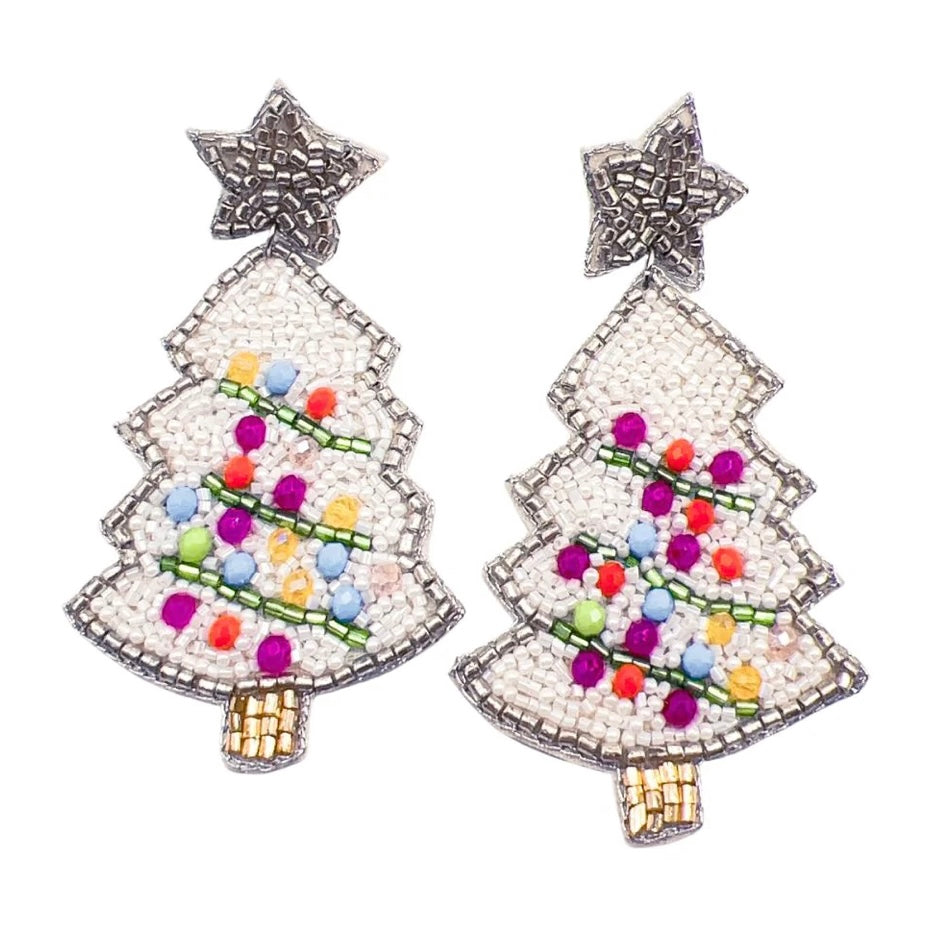 Frilly christmas tree earrings