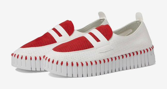 Deep Red Loafer Platform Slip On Sneaker