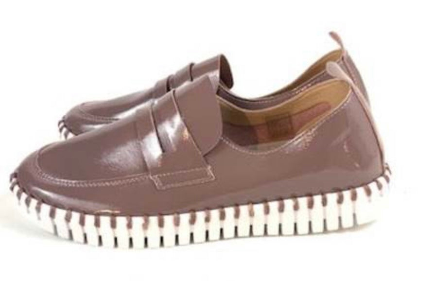 Deep Mauve Patent Leather Slip On Sneaker