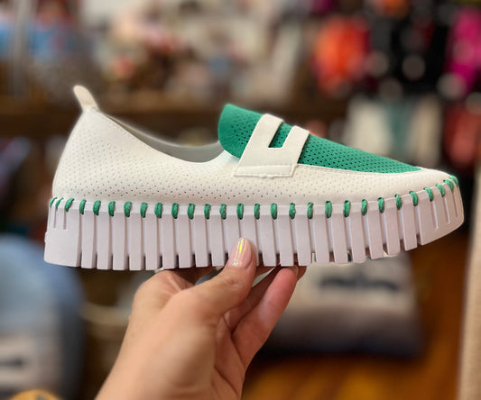 Green Loafer Platform Slip On Sneaker